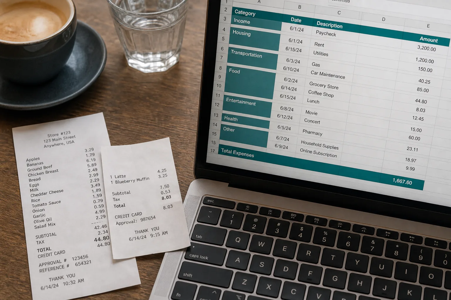 Receipt workflow from photo to organized spreadsheet