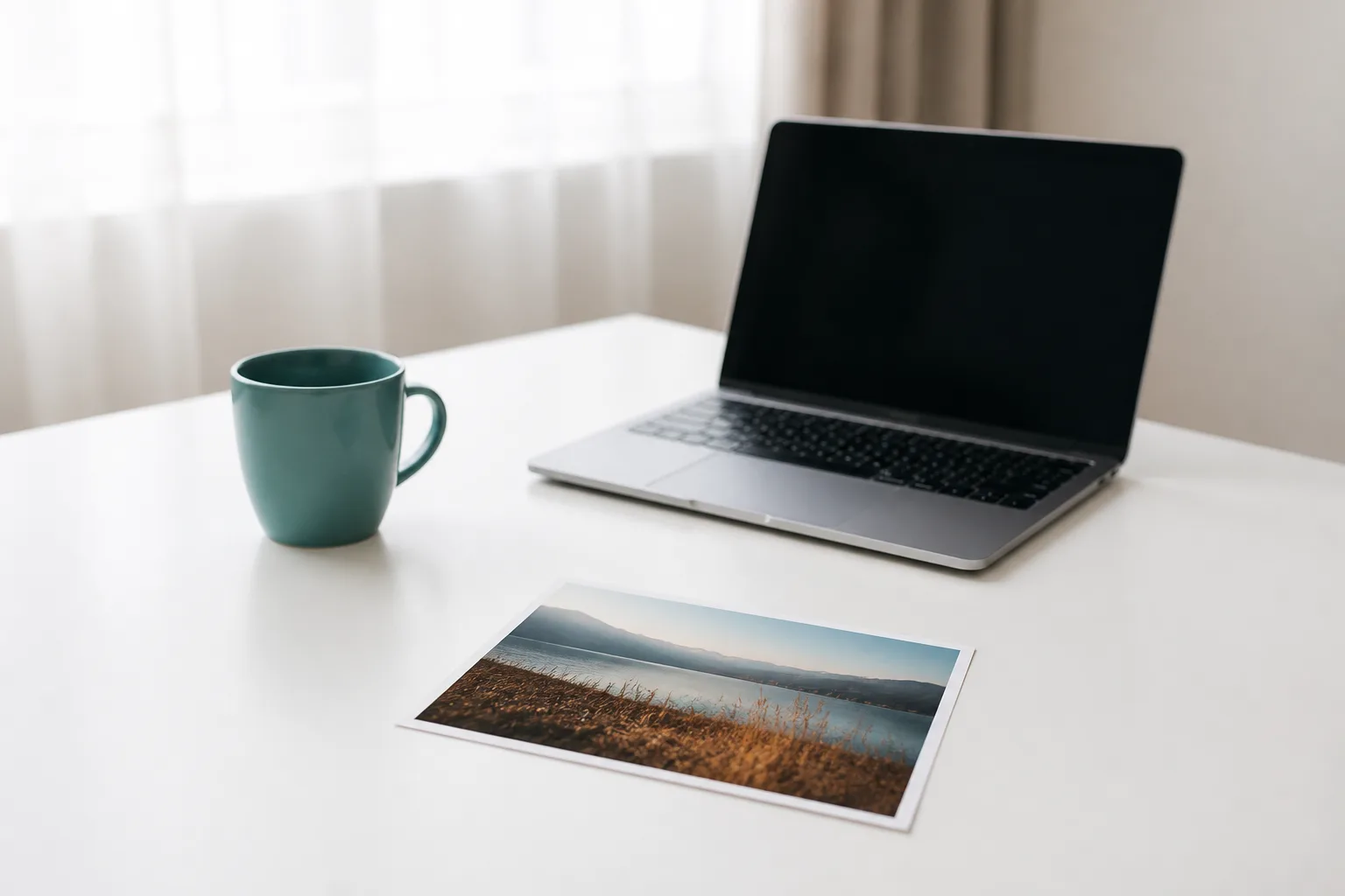 Clean desk with a single photo ready to convert, no clutter