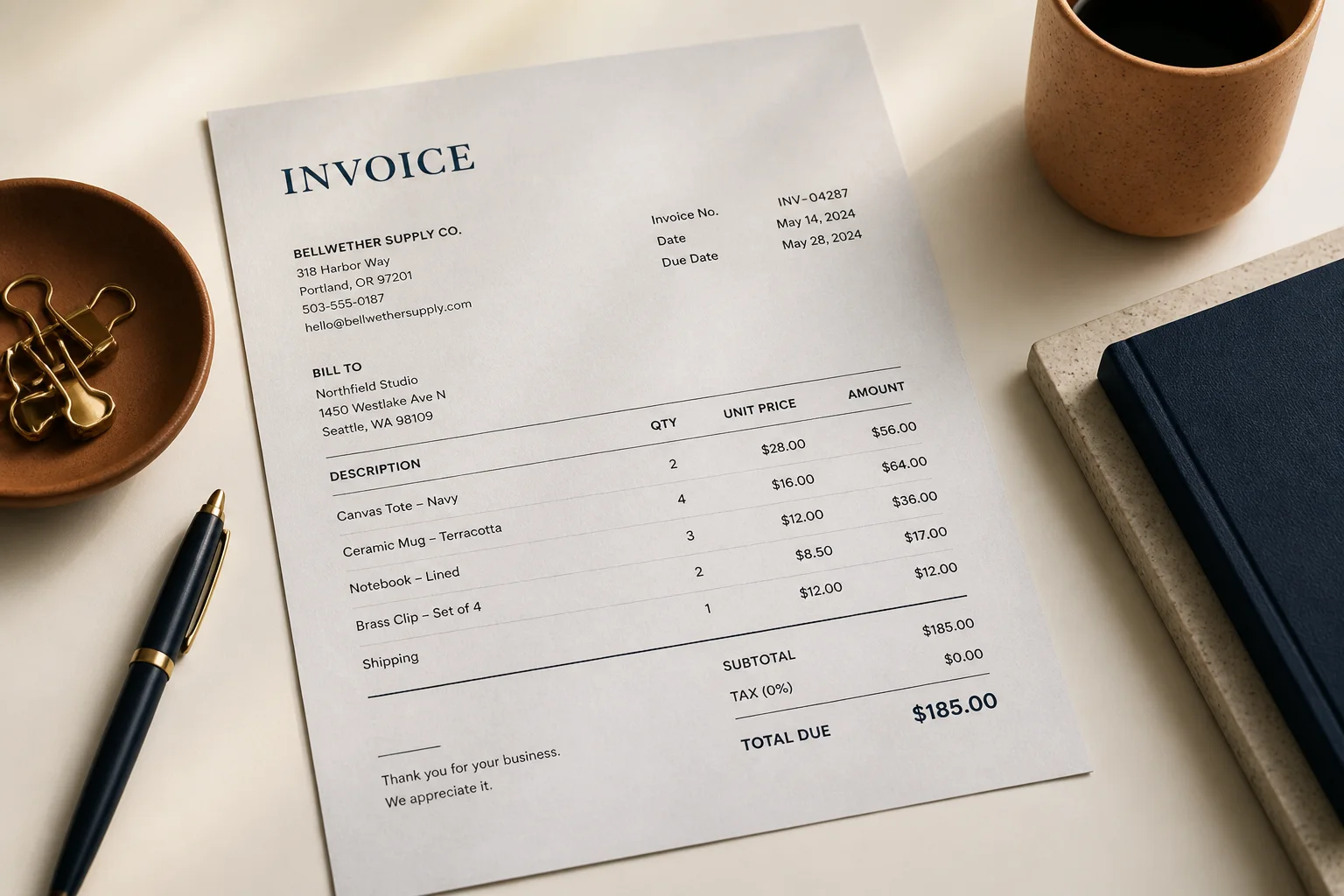 Increase contrast on invoice PDF