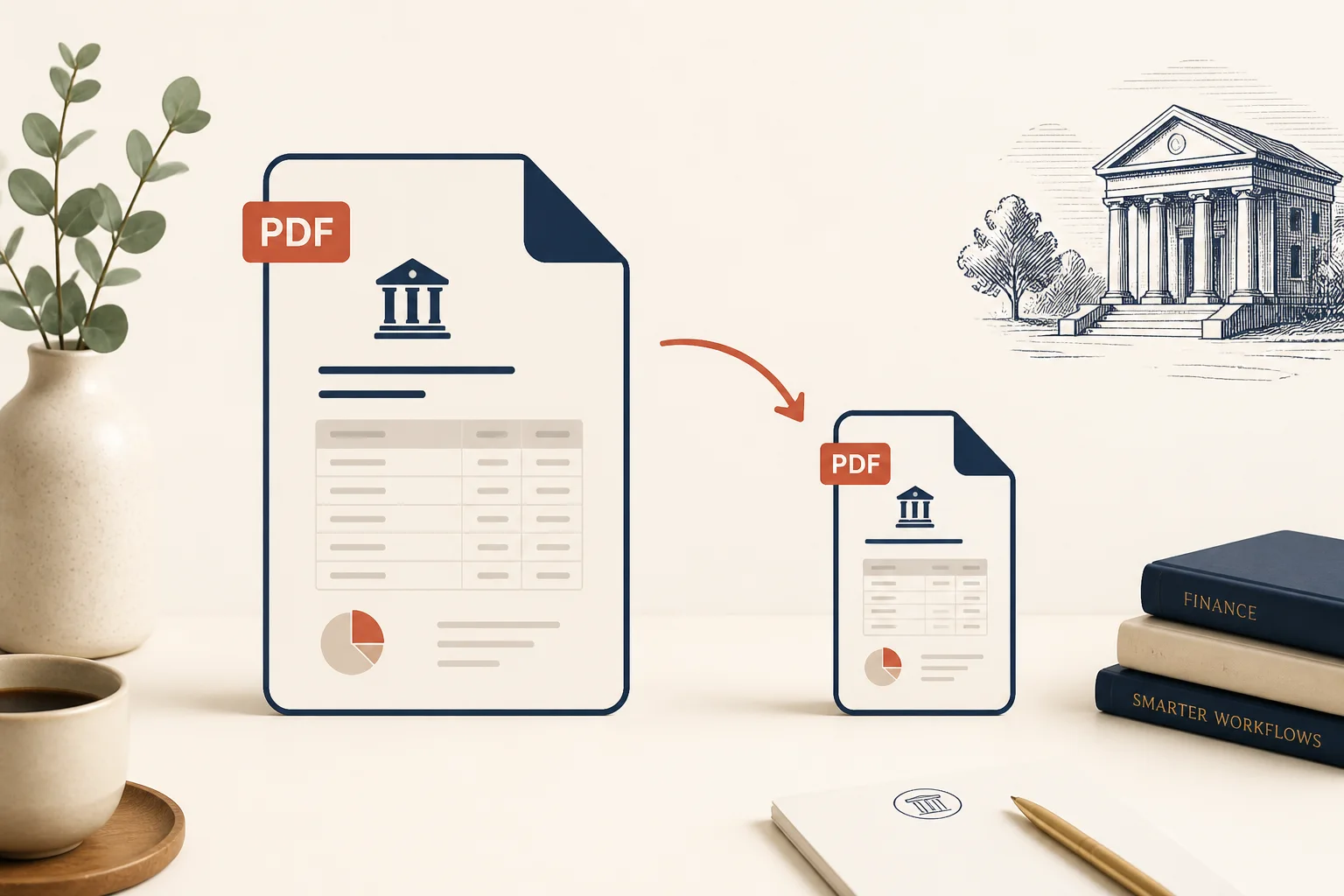 Compressing a large bank statement PDF to a smaller file
