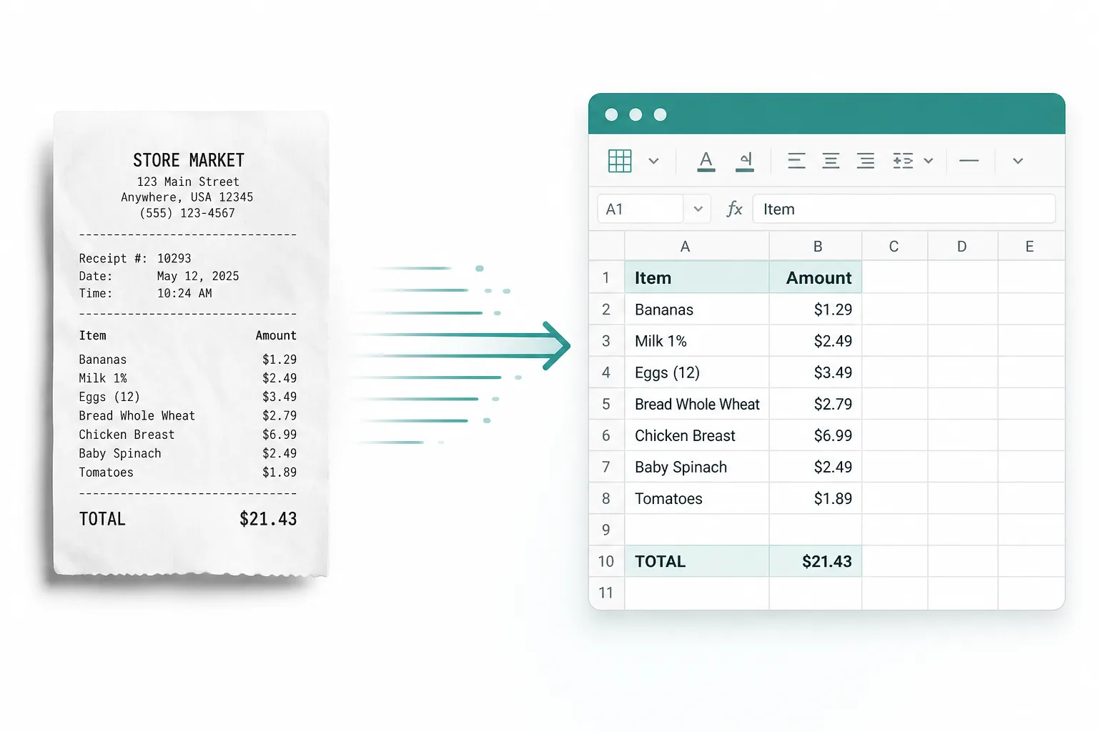 Combine weekly expense receipt photos into one PDF