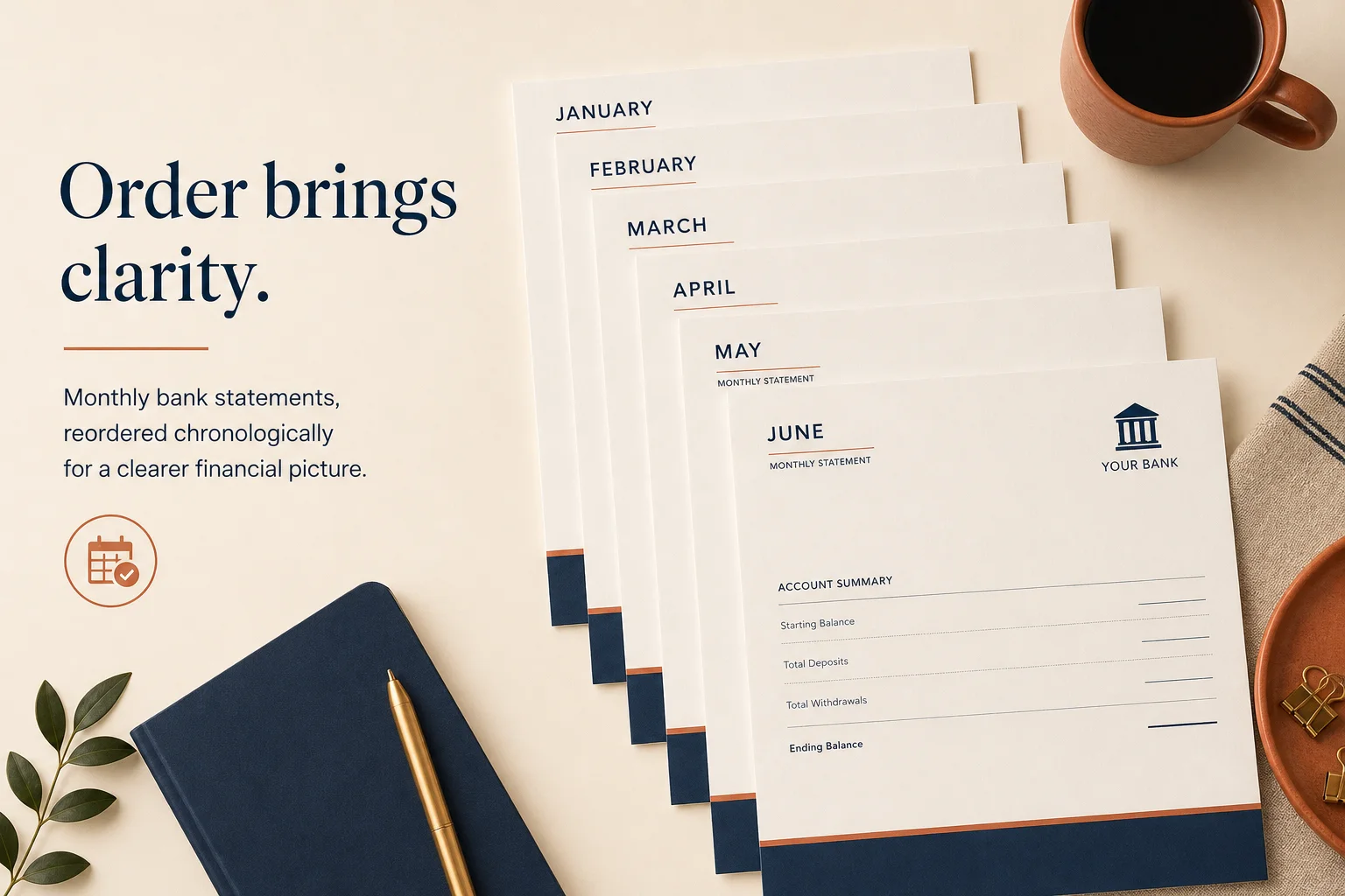 Organize monthly statement pages