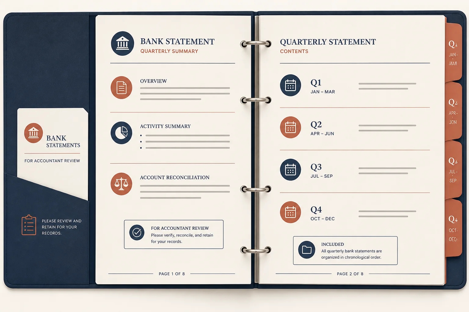 Page numbers on statement PDF for review