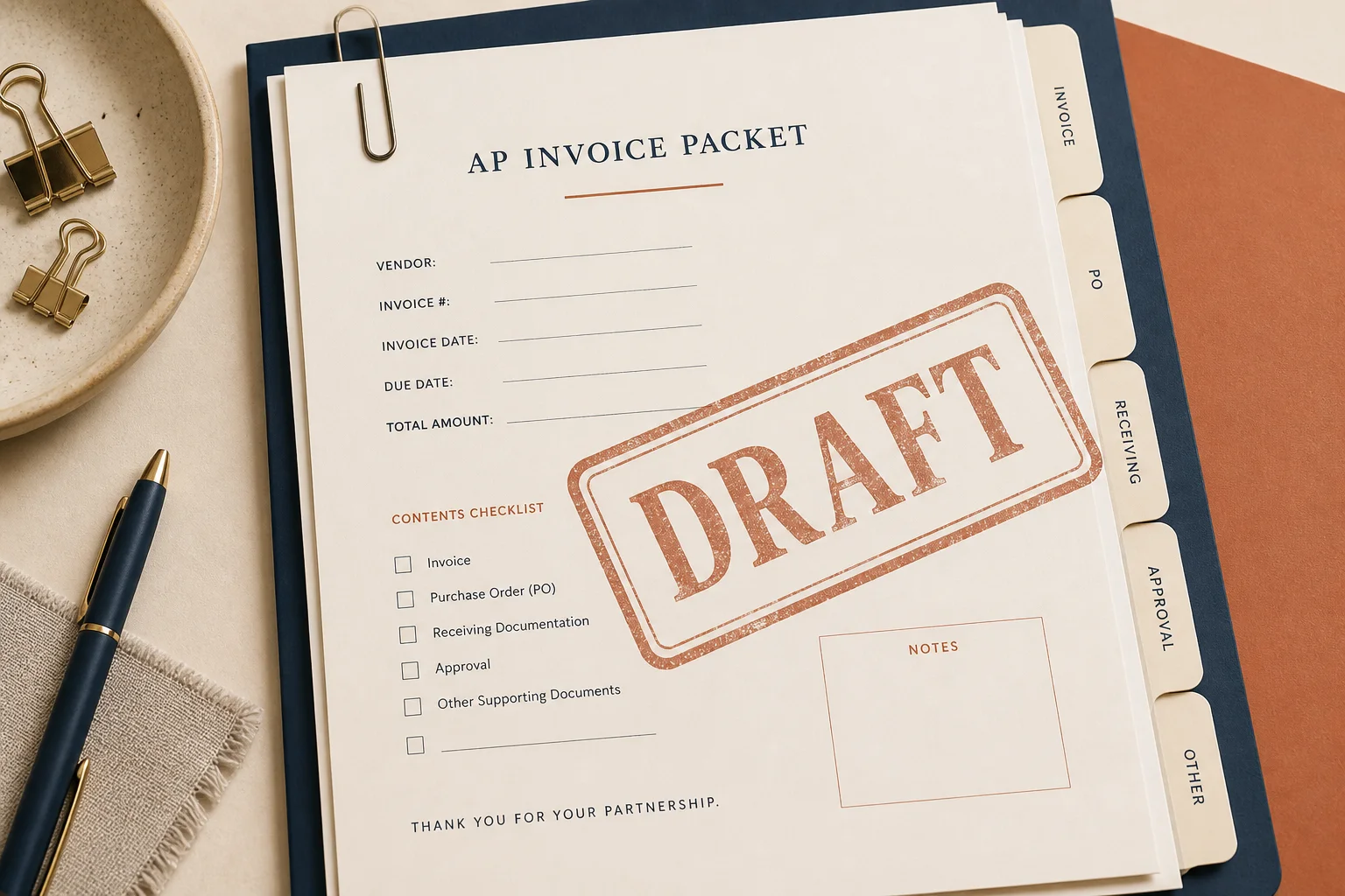 Watermark draft invoice PDF
